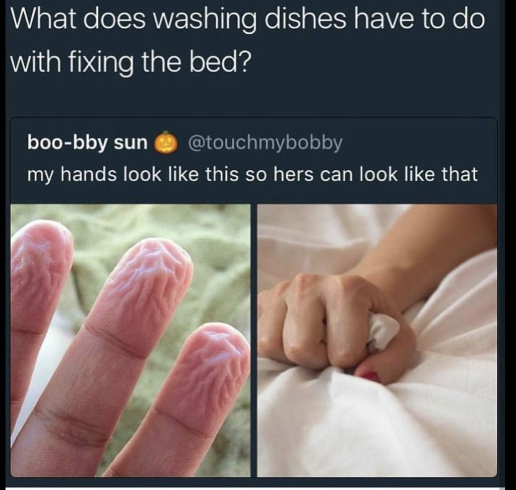 Did you wash. My hands look like this so her hands can look like that. Fix and Chill. The Paint does not Wash off meme.